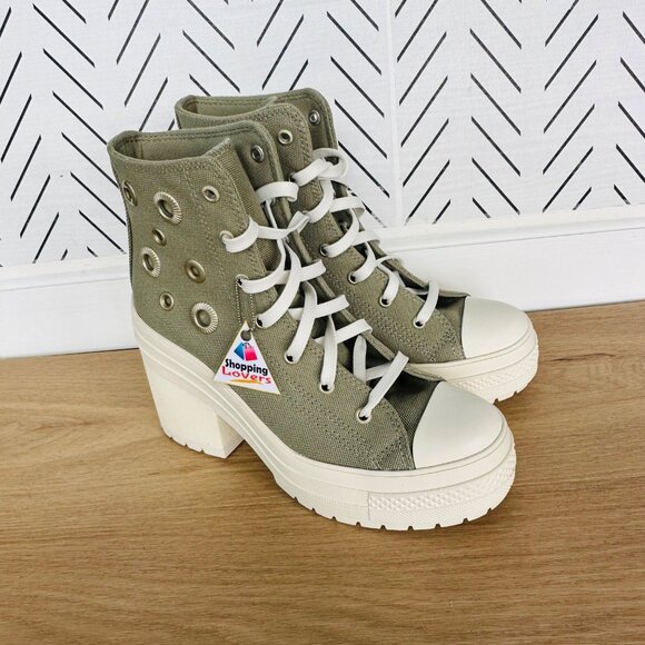 ❤️Converse Chuck 70 De Luxe High Heel Green Platform Size 5.5 Mens Boots A11175C - Picture 2 of 9